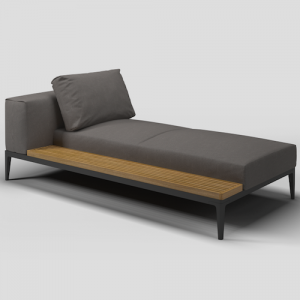 Grid left chaise meteor van Gloster: Exclusieve buitenmeubelen