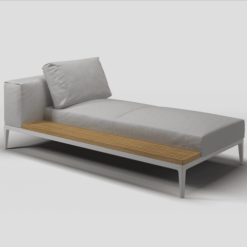Grid left chaise white van Gloster: Exclusieve buitenmeubelen