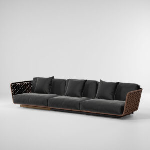 Kettal Tilos Sofa 340 cm without side cushions Teak