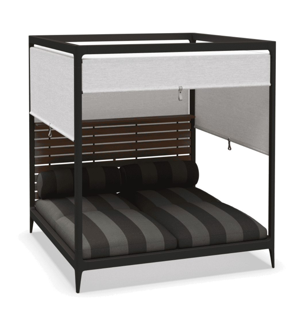 Gloster Grid Cabana daybed with teak back and roof